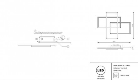 Потолочный светодиодный светильник Maytoni Line MOD015CL-L80B