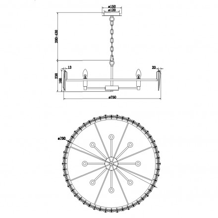 Подвесная люстра Maytoni Puntes MOD043PL-08G