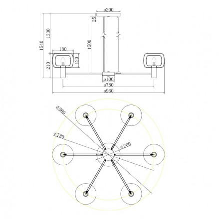 Подвесная люстра Maytoni Vision MOD411PL-06G