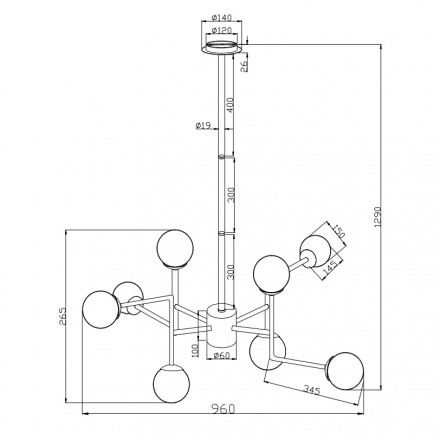 Подвесная люстра Maytoni Erich MOD221-PL-08-N
