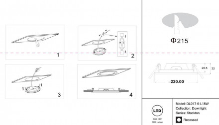 Встраиваемый светодиодный светильник Maytoni Stockton DL017-6-L18W