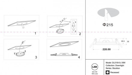 Встраиваемый светодиодный светильник Maytoni Stockton DL018-6-L18W