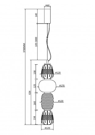 Светильник подвесной Maytoni Pattern MOD267PL-L32G3K