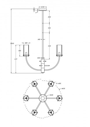 Подвесная люстра Maytoni Arco MOD223PL-06BS