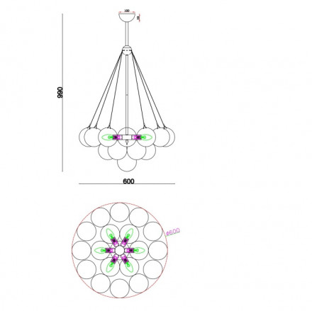 Люстра подвесная Freya Fiesta FR5231PL-06BS