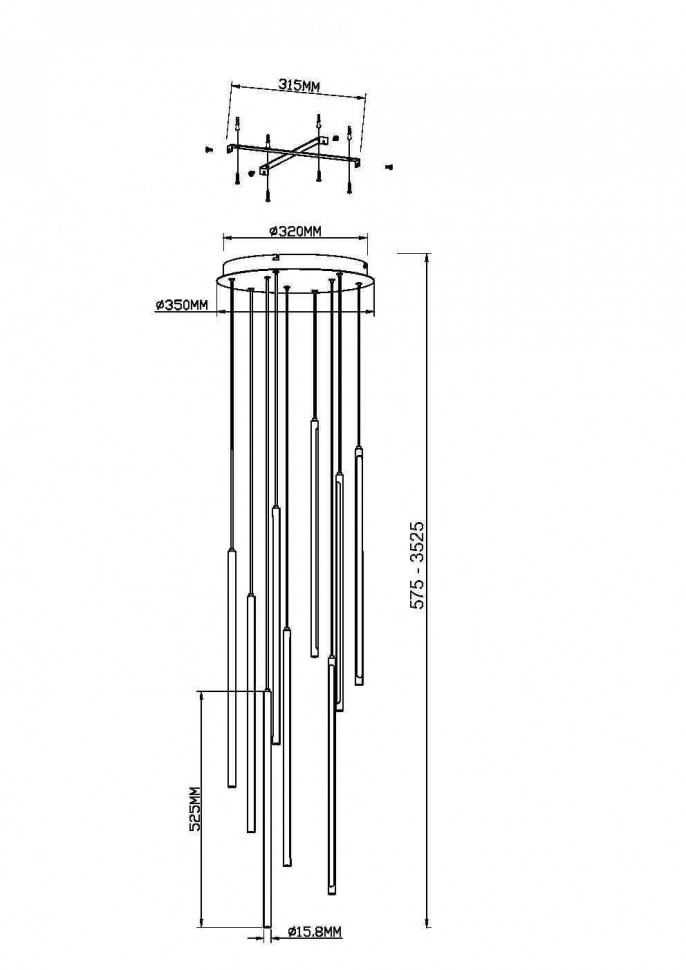 Подвесной светильник Maytoni Light stick MOD236PL-L54BS3K