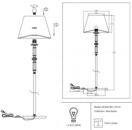 Торшер Maytoni Riverside MOD018FL-01CH