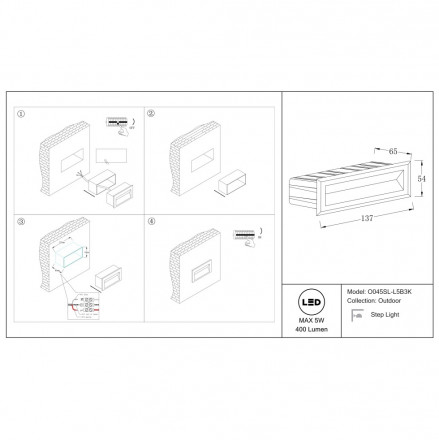 Подсветка для лестниц и ступеней Maytoni Bosca O045SL-L5W3K