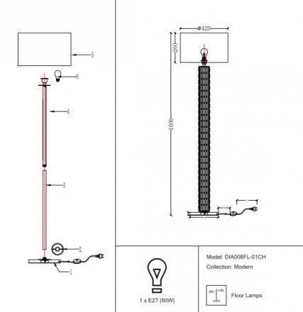 Торшер Maytoni Talento DIA008FL-01CH