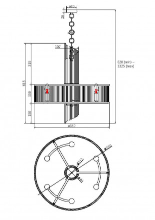Люстра подвесная Maytoni Frame MOD174PL-06G