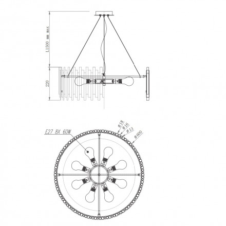 Подвесная люстра Maytoni Coliseo MOD135PL-08BS