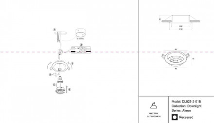 Встраиваемый светильник Maytoni Akron DL025-2-01B