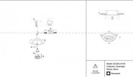 Встраиваемый светильник Maytoni Akron DL025-2-01W