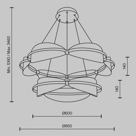 Люстра подвесная светодиодная Maytoni Breeze MOD281PL-L80BS3K